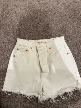Levis White Ribcage Denim Shorts